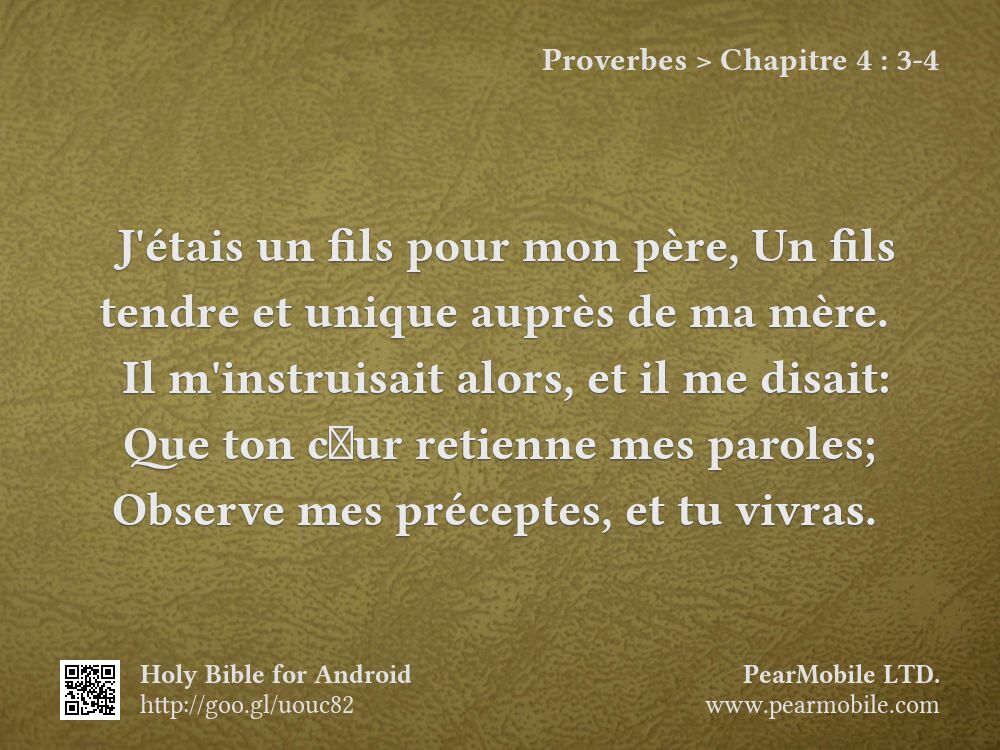 Proverbes, Chapitre 4:3-4